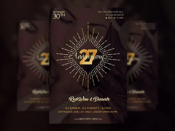 Modern Anniversary Party Flyer and Facebook Cover Templates 1