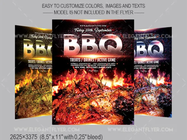 Modern BBQ Flyer Template and Facebook Cover 1