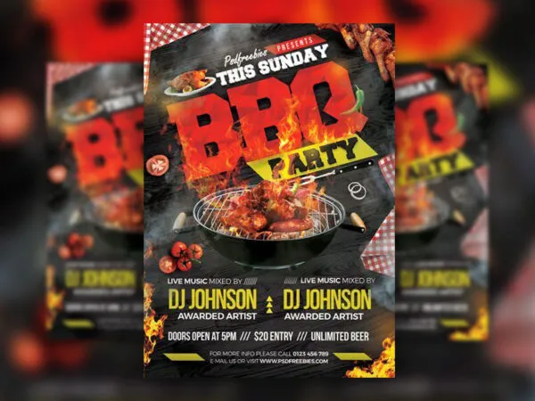 Modern BBQ Party Flyer Template 1