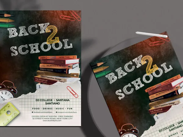 Modern Back to School Party Flyer Template 1