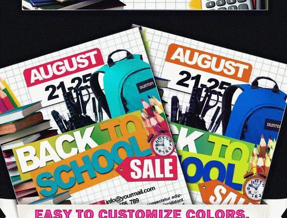 Modern Back to School Sale Flyer Template and Facebook Cover 1