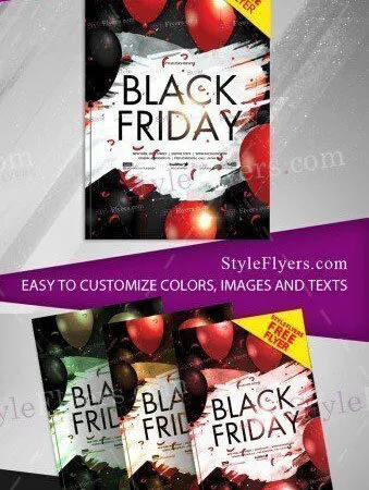 Modern Balloons Black Friday Flyer Template 1