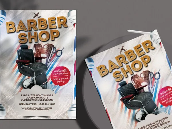 Modern Barber Shop Flyer Template 1