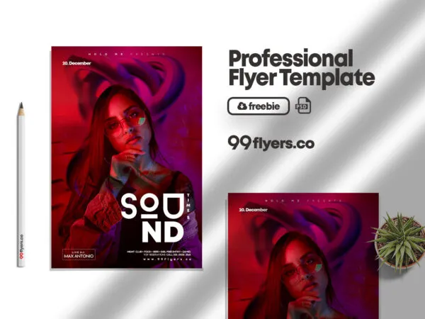 Modern Beats and Bass Party Flyer Template 1