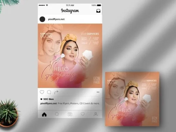 Modern Beauty Salon Flyer Instagram Post Template 1