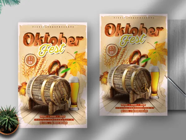Modern Beer Oktoberfest Flyer Template 1