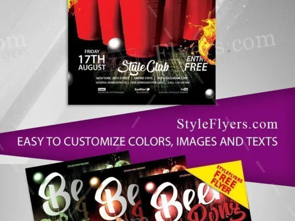 Modern Beer Party Flyer Template 1