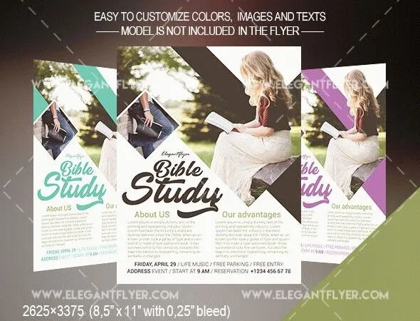 Modern Bible Study Flyer and Facebook Cover Template 1