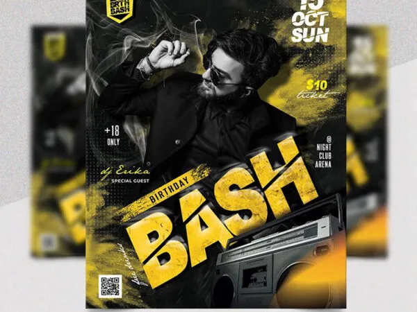 Modern Birthday Bash Flyer Template 1