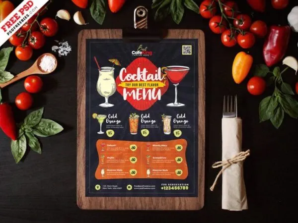 Modern Black Cocktail Menu Flyer Templates 1