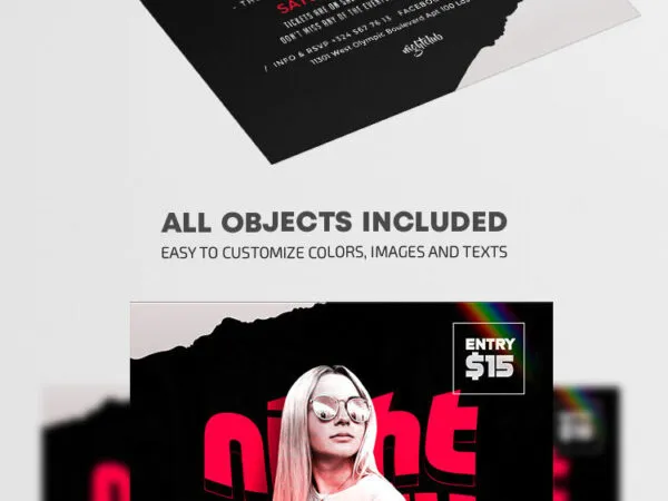 Modern Black DJ Nightclub Party Flyer Template 1
