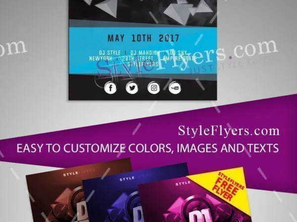 Modern Black DJ Party Flyer Template and Facebook Cover 1