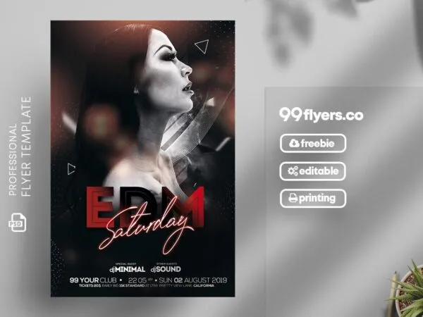 Modern Black EDM Party Flyer Template 1