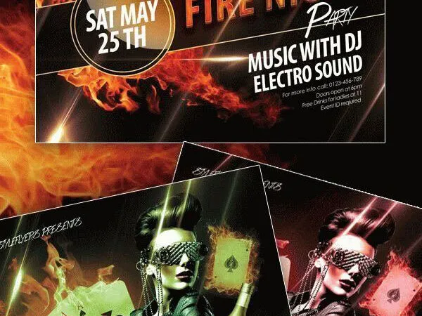 Modern Black Fire Night Party Flyer Template 1