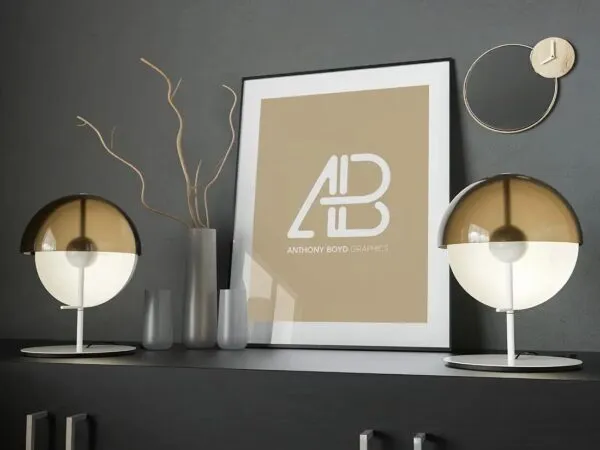 Modern Black Framed Poster Mockup 1