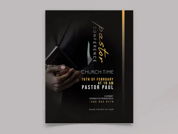 Modern Black Pastor Flyer Template 1