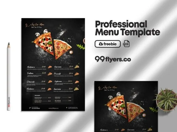 Modern Black Restaurant Food Menu Template 1