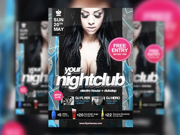 Modern Black Themed Nightclub Flyer with Abstract Side Edges 1