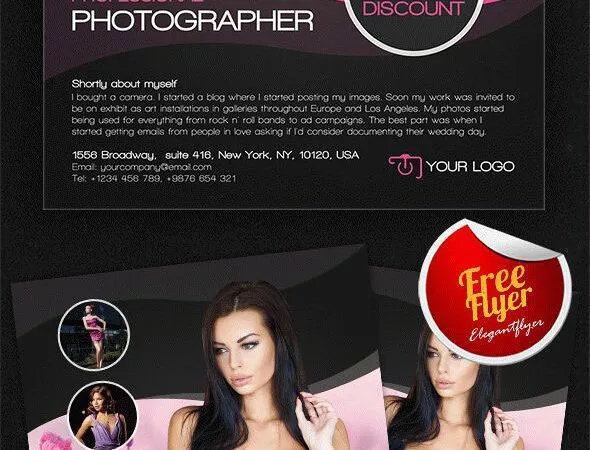 Modern Black and Pink Photography Flyer Template and Facebook Cover 1