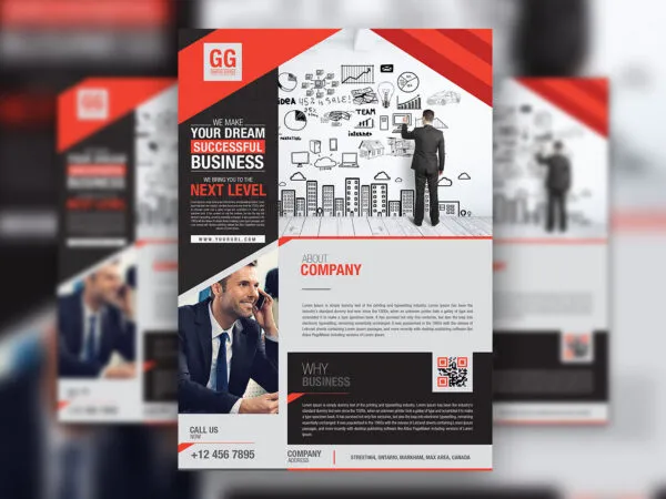Modern Black and Red Business Corporate Flyer Template 1