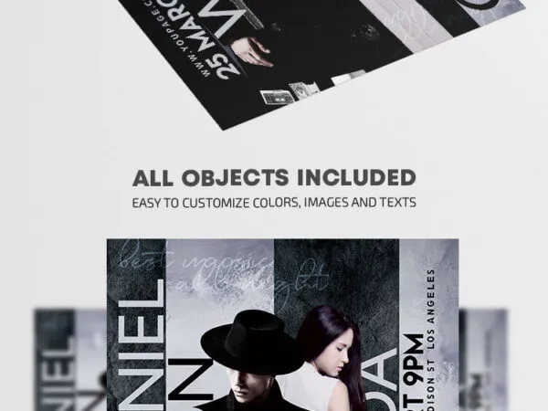 Modern Black and White DJ Night Flyer Template 1