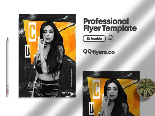 Modern Black and Yellow Dance Club Party Flyer Template 1