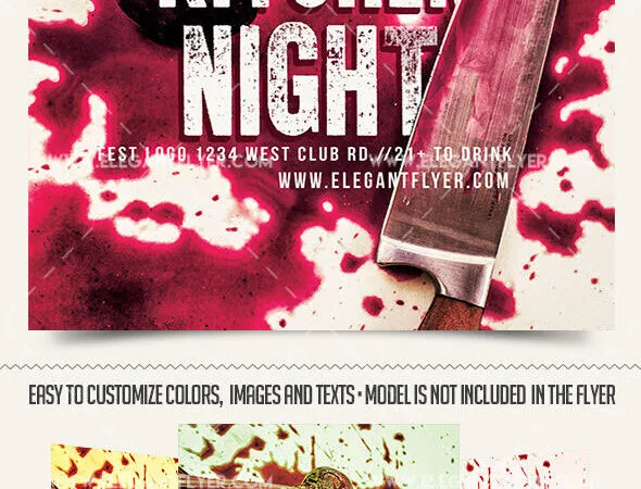 Modern Bloody Kitchen Night Flyer and Facebook Cover Template 1
