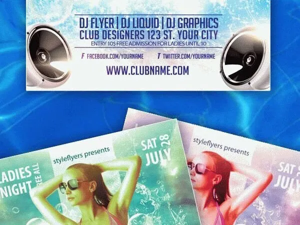 Modern Blue DJ Party Flyer Template 1