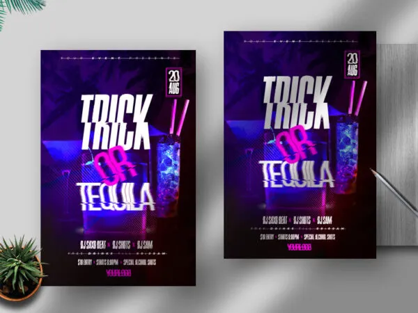 Modern Blue Tequila Party Flyer Template 1