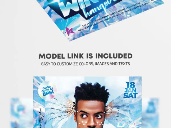 Modern Blue Winter Hangover Flyer Template 1