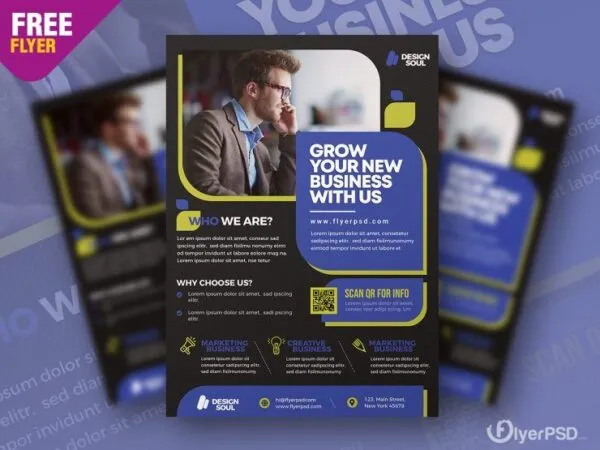 Modern Blue and Black Corporate Business Flyer Template 1