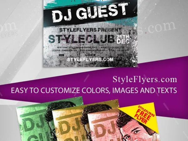 Modern Bold DJ Party Flyer Template 1