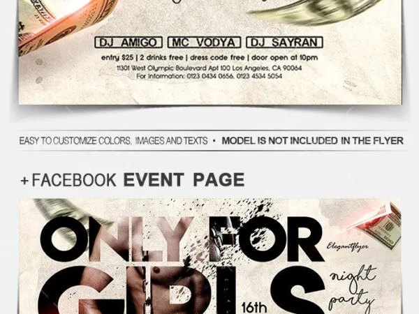 Modern Bold Luxury Splash Party Flyer and Facebook Cover Templates 1