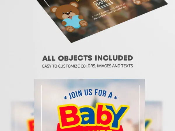Modern Border Baby Shower Flyer Template 1