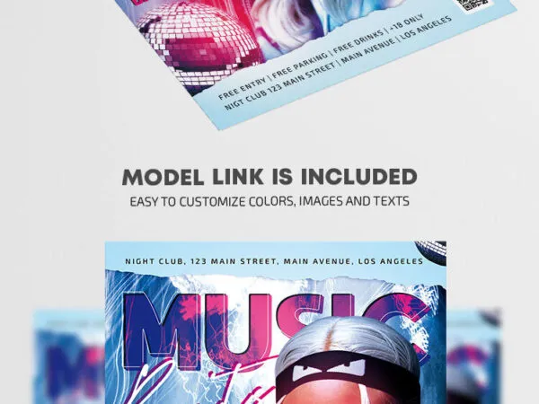 Modern Border Bold Music Party Flyer Template 1