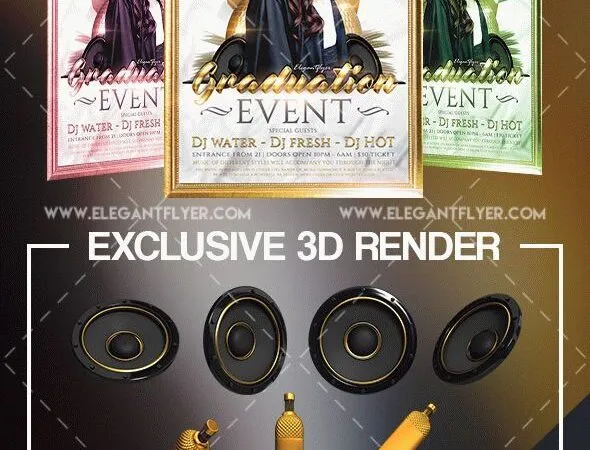 Modern Border Graduation Event Flyer Template 1