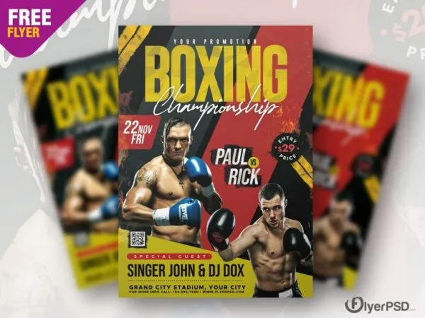 Modern Boxing Tournament Flyer Template 1