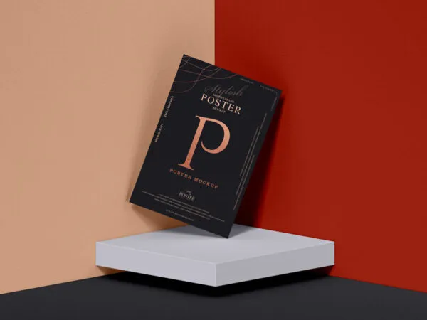 Modern Brand Stylish Poster Mockup at the Corner of Wall 1