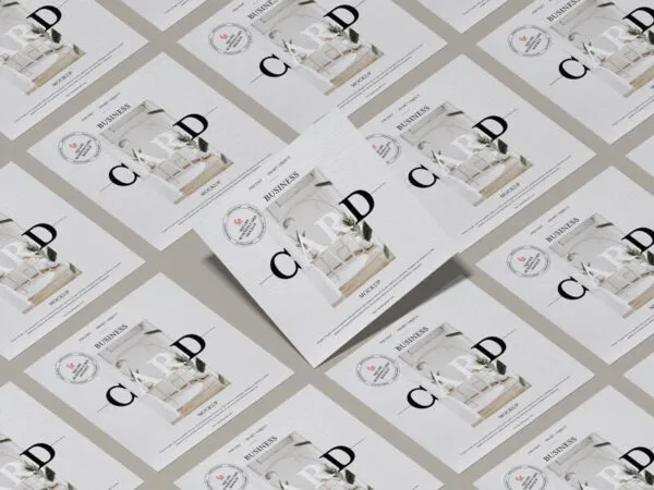 Modern Branding Square Business Cards with Isometric layout mockup 1