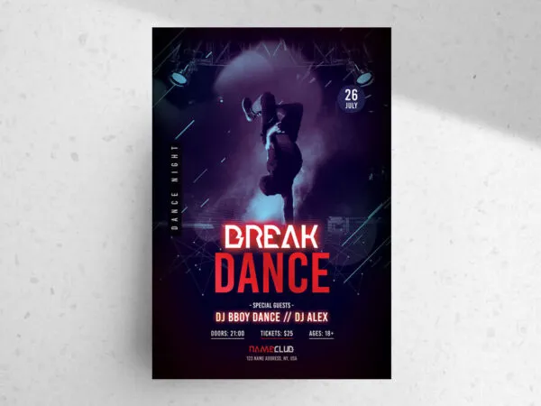 Modern Break Dance Party Flyer Template 1