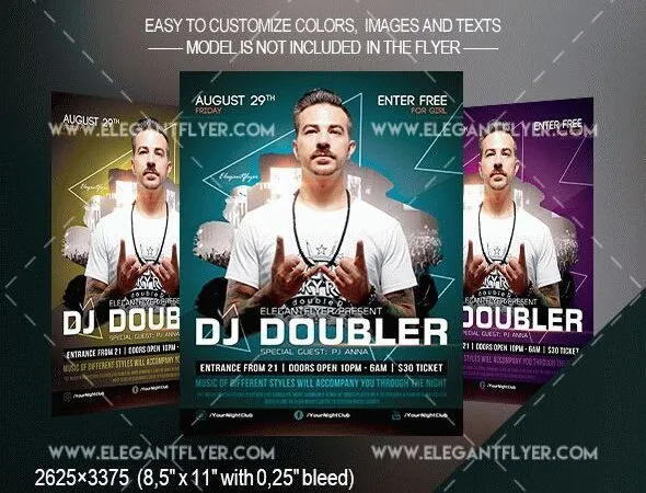 Modern Brushstroke DJ Party Flyer and Facebook Cover Template 1