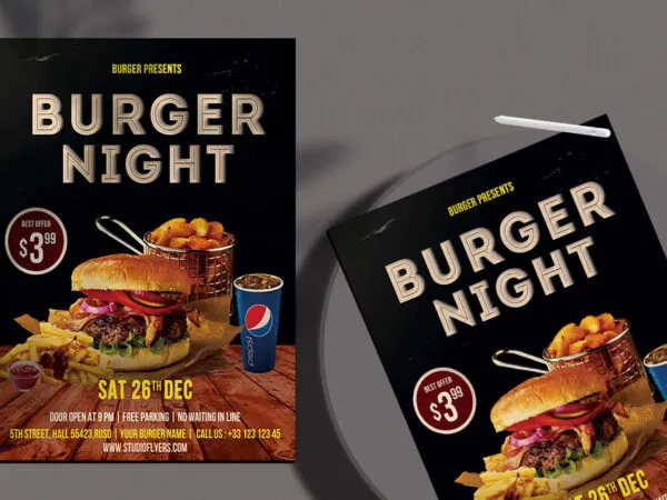 Modern Burger Night Flyer Template 1