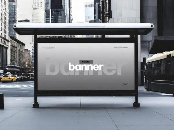 Modern Bus Stop Banner Mockup 1
