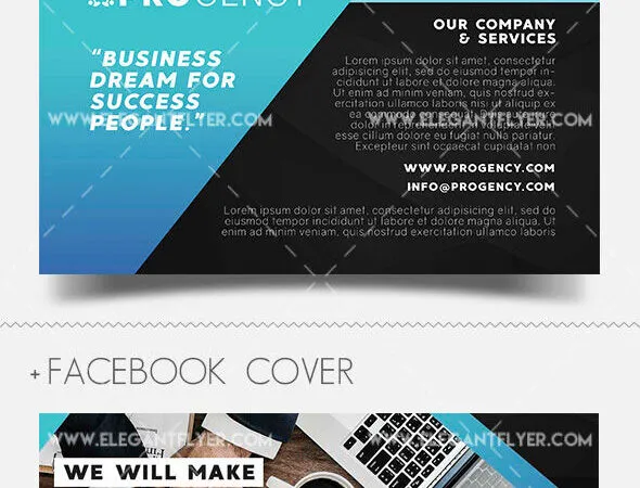 Modern Business Company Flyer Template and Facebook Cover 1