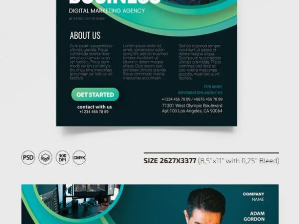 Modern Business Flyer with Facebook Cover Template 1