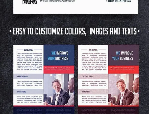 Modern Business Promotion Flyer and Facebook Cover Template 1