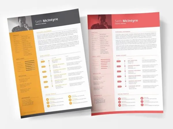 Modern CV Template in Three Different Theme Colors 1