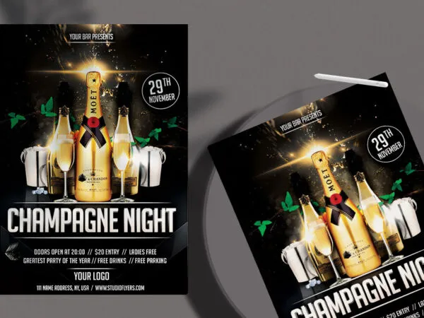 Modern Champagne Night Flyer Template 1