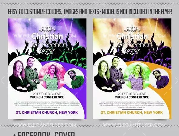 Modern Christian Conference Flyer Template and Facebook Cover 1