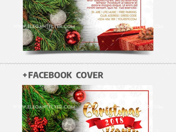 Modern Christmas Party Flyer and Facebook Cover Template 1